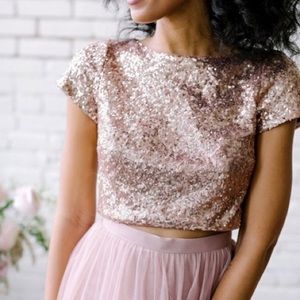 Hype Rose Gold Sequin Crop Top
